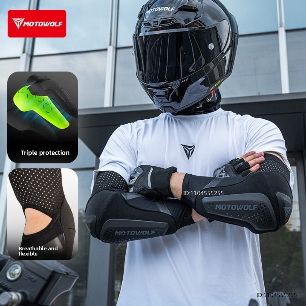 Mountain Biking Elbow Pads - แผ่นรองข้อศอกสำหรับรถจักรยานยนต์ ยืดหยุ่น ระบายอากาศได้ดี อุปกรณ์ป้องกันข้อศอกสำหรับปั่นจักรยานเสือภูเขา อุปกรณ์ป้องกันข้อศอกสำหรับมอเตอร์ครอส ปลอกแขน
