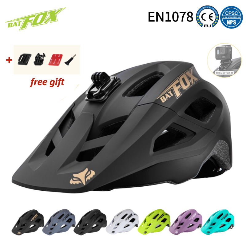 Mountain Biking Gear For Men - หมวกจักรยานเสือภูเขา BATFOX สามารถติดตั้งกล้องกีฬาได้ อุปกรณ์ปั่นจักรยานไฟฟ้า หมวกนิรภัยสำหรับผู้ชายและผู้หญิง หมวกจักรยานเสือภูเขา