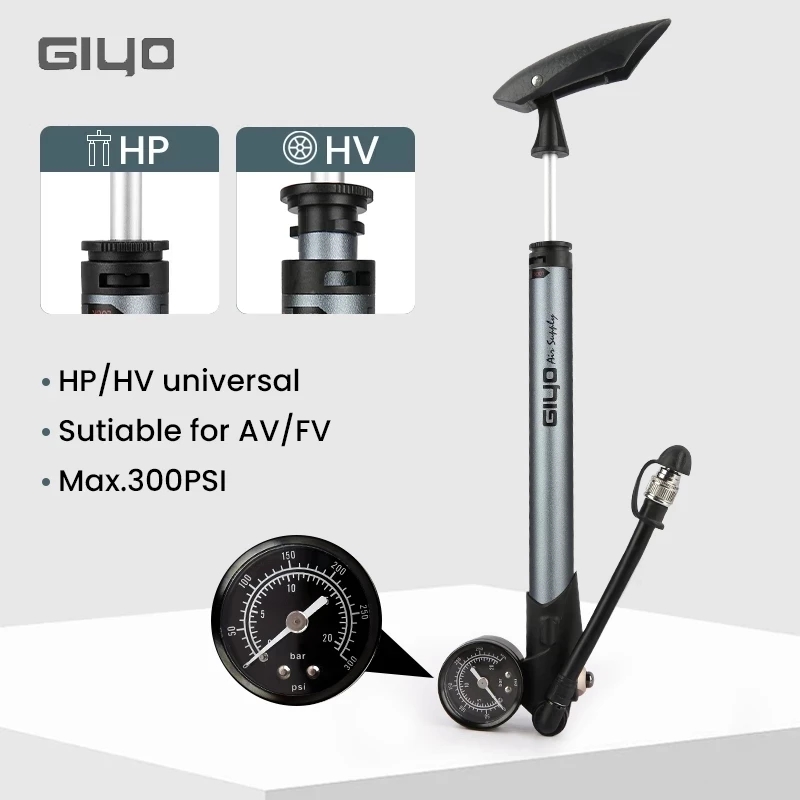 Mtb Fork Air - ปั๊มลมจักรยาน Giyo GS-41P 300psi สำหรับโช้คจักรยานเสือภูเขา /